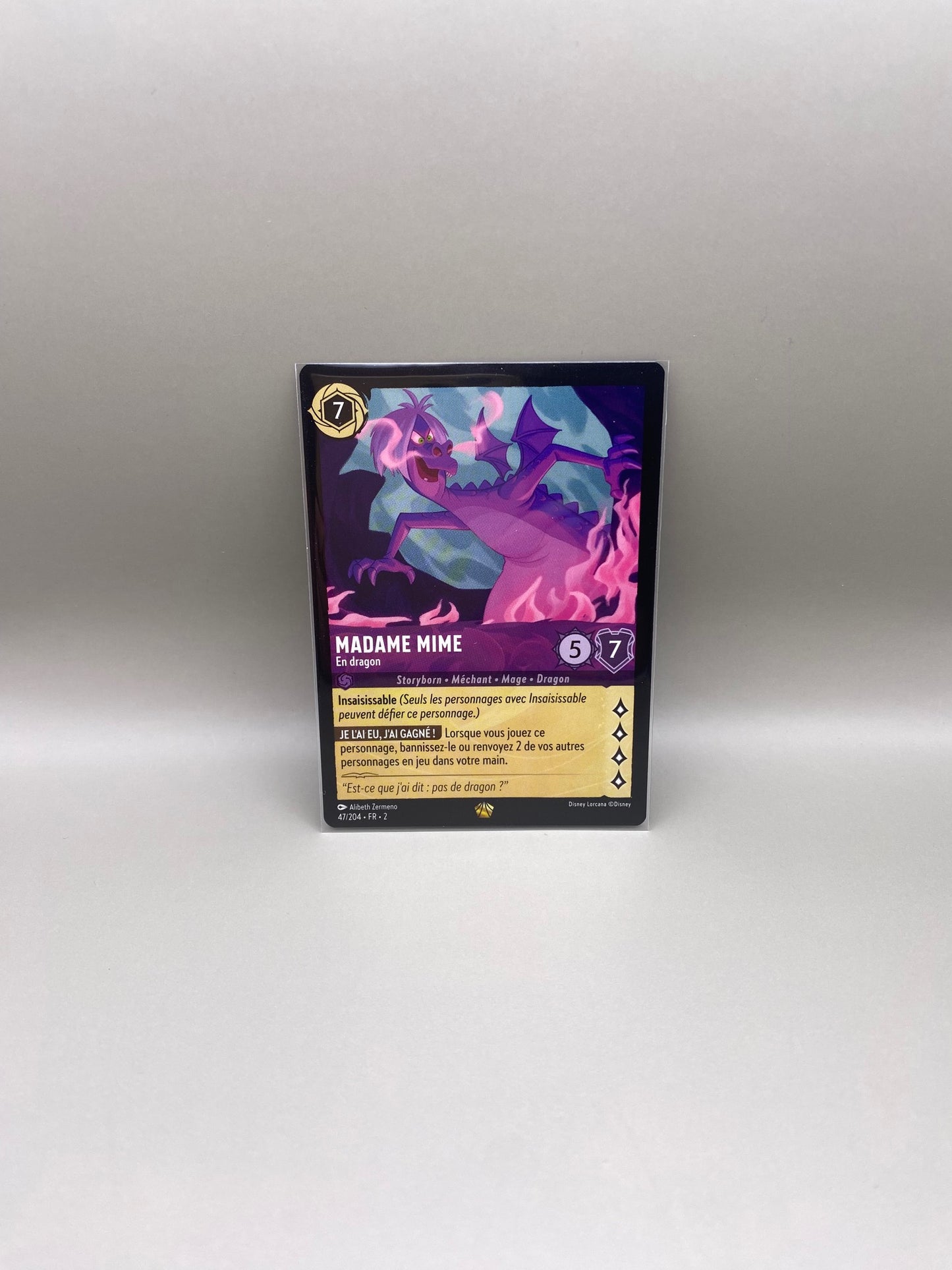 Lorcana 2023 Floodborn 'Madam Mim Purple Dragon/Madame Mime En Dragon' French Language Card